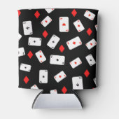 トランプのポーカーをテーマにしたトランプとレッドダイヤモンドパターン 缶クーラー (正面)