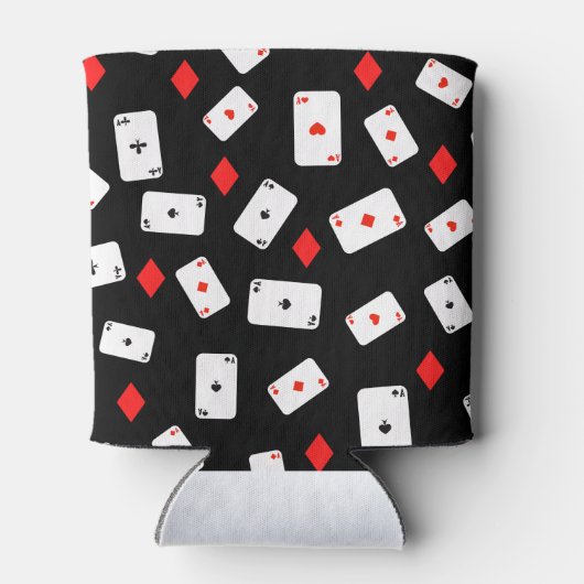 トランプのポーカーをテーマにしたトランプとレッドダイヤモンドパターン 缶クーラー (裏面)