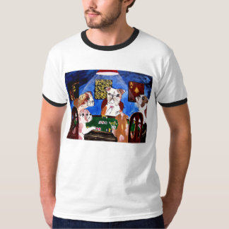 トランプのポーカーを遊んでいるブルドッグのBULL英国の犬 Tシャツ