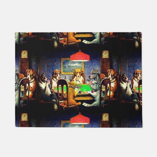 トランプのポーカーを遊んでいる犬必要性の友人 ドアマット (正面)