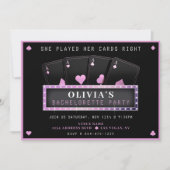 トランプのポーカーエースピンク&ブラックバチェロレッテ 招待状 (正面)