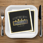 トランプのポーカーエースブラック&金ゴールドバチュラーパーティ スタンダードカクテルナプキン