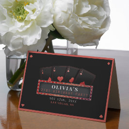 トランプのポーカーエースレッド&ブラック21歳の誕生日パーティー サンキューカード