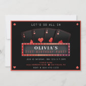 トランプのポーカーエースレッド&ブラック21歳の誕生日パーティー 招待状 (正面)