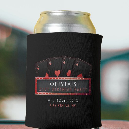 トランプのポーカーエースレッド&ブラック21歳の誕生日パーティー 缶クーラー