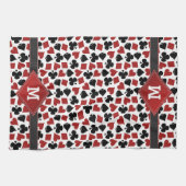 トランプのポーカーカジノスーツパターンモノグラム キッチンタオル (横)