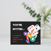 トランプのポーカーカラフルチップスベガスカジノナイト招待状 招待状 (スタンド正面)