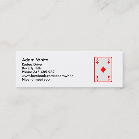 トランプのポーカーカードエース スキニー名刺 (正面)