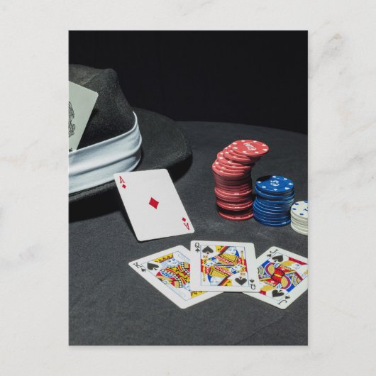 トランプのポーカーカードギャングスターハット ポストカード (正面)