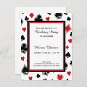 トランプのポーカーカードゲームカジノテーマ誕生日 インビテーションポストカード (正面/裏面)