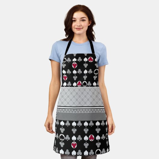 トランプのポーカーカードゲーム エプロン (着用した状態)
