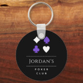 トランプのポーカーカードスーツシンボル白黒紫と名前 キーホルダー (正面)