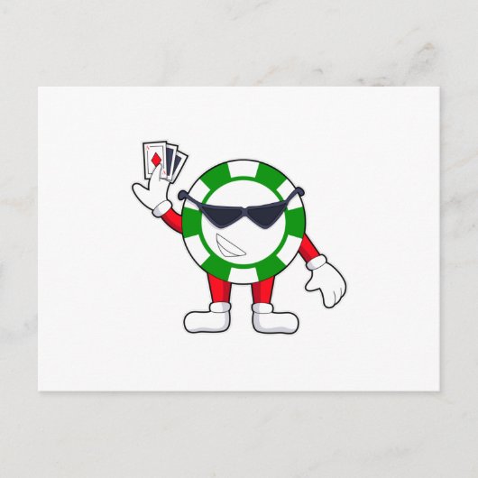 トランプのポーカーカード付きトランプのポーカーチップ ポストカード (正面)