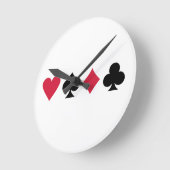 トランプのポーカーカード ラウンド壁時計 (傾斜)