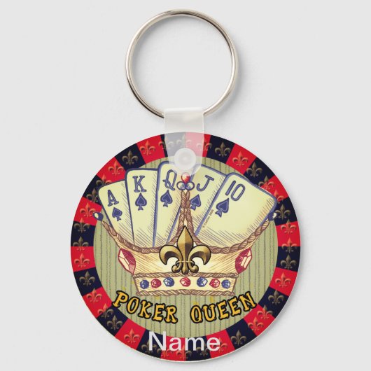 トランプのポーカークイーンキーチェーン キーホルダー (正面)