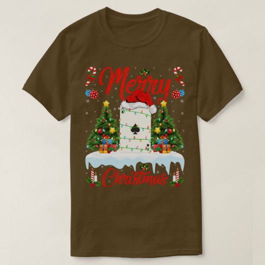 トランプのポーカーゲームライトクリスマスツリーサンタトランプのポーカークリスマス Tシャツ (デザイン正面)