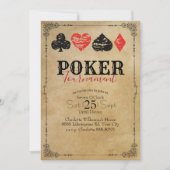 トランプのポーカーゲーム大会ヴィンテージ分与紙 招待状 (正面)