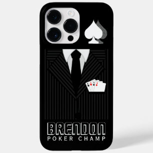 トランプのポーカーシャンプブラックアンドグレーピンストリープスーツカジノ Case-Mate iPhone 14 PRO MAXケース
