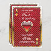 トランプのポーカーズカ遊ードカジノ誕生日招待状 招待状 (正面/裏面)