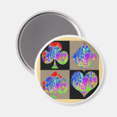 トランプのポーカーセットグラフィティラバーズラウンド マグネット (正面/裏面)