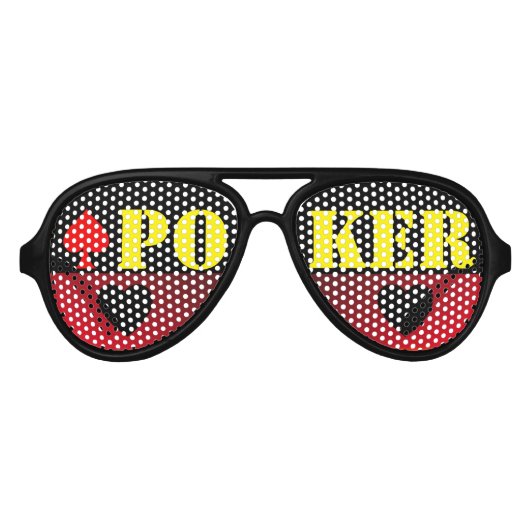 トランプのポーカーダークレッド黒フェイクサングラス アビエーターサングラス (正面)