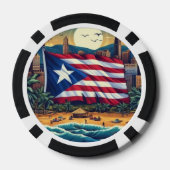 トランプのポーカーチップとプエルトリコ国旗のビーチ ポーカーチップ (裏面)