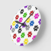 トランプのポーカーチップのホワイトウォールクロック ラウンド壁時計 (傾斜)