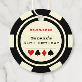 トランプのポーカーチップカジノ白黒誕生日 フェイバータグ