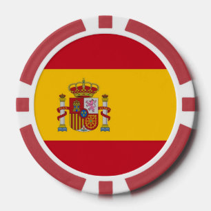 トランプのポーカーチップスとスペイン国旗 ポーカーチップ