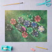 トランプのポーカーチップスオングリーンゲームティッシュペーパー 薄葉紙 (クラフト)