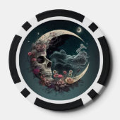 トランプのポーカーチップスカルin the Moon andバラ ポーカーチップ (裏面)