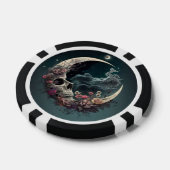 トランプのポーカーチップスカルin the Moon andバラ ポーカーチップ (シングル)