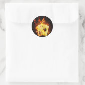 トランプのポーカーチップスカード(火) ラウンドシール (バッグ)