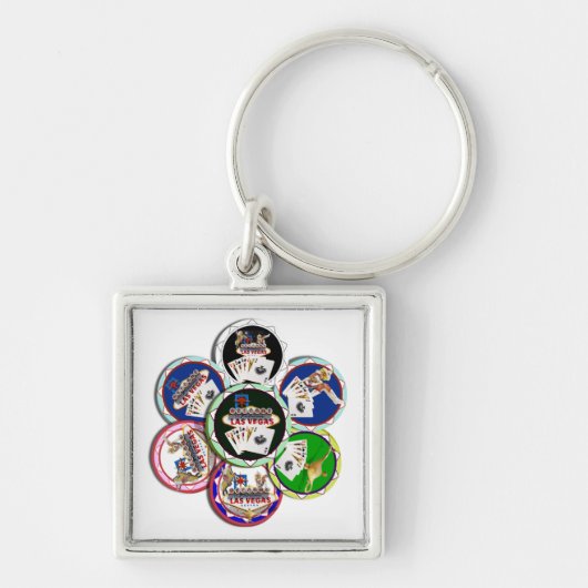 トランプのポーカーチップスガロール キーホルダー (正面)