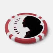 トランプのポーカーチップス女の子のシルリエットとカスタム文字 ポーカーチップ (シングル)