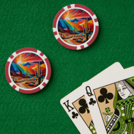 トランプのポーカーチップセットアリゾナ抽象芸術サンセット ポーカーチップ