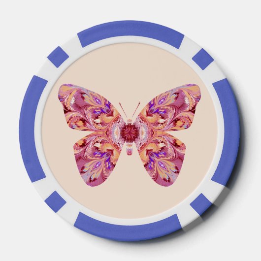 トランプのポーカーチップ万華鏡のように千変万化するパターンバタフライ ポーカーチップ (裏面)