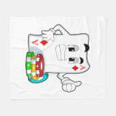 トランプのポーカーチップ付きトランプのポーカーカード フリースブランケット (正面(横))