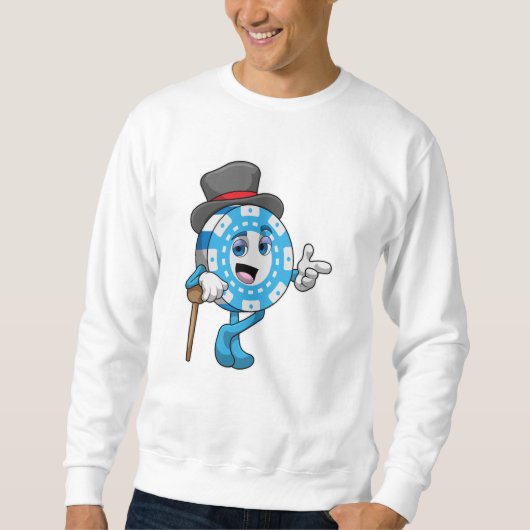 トランプのポーカーチップ付トランプのポーカー スウェットシャツ (正面)