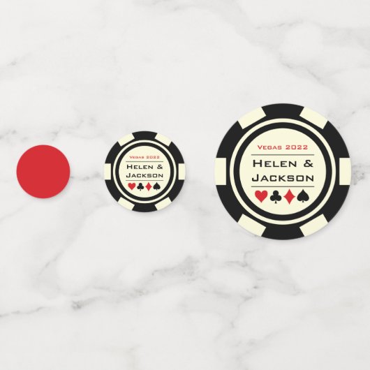 トランプのポーカーチップ白黒レッドベガス結婚ズ コンフェッティ (裏面)