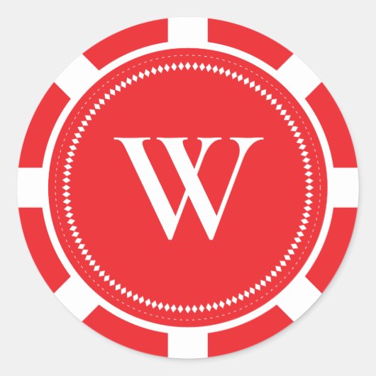 トランプのポーカーチップ結婚式用シール – 赤 ラウンドシール (正面)