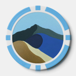 トランプのポーカーチップ色のMt Tamalpaisの絵を描デザイン ポーカーチップ