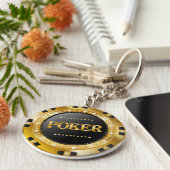トランプのポーカーチップ黒金ゴールド結晶 キーホルダー (側面)