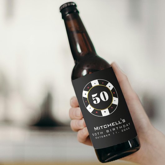 トランプのポーカーチップ50thバースデーパーティーブラック ビールラベル