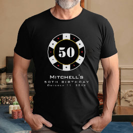 トランプのポーカーチップ50thバースデーパーティーブラックTシャツ Tシャツ
