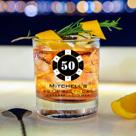 トランプのポーカーチップ50th誕生日パーティー ウイスキーグラス