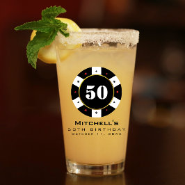 トランプのポーカーチップ50th誕生日パーティー タンブラーグラス