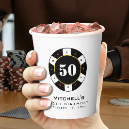 トランプのポーカーチップ50th誕生日パーティー 紙コップ