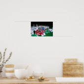 トランプのポーカーチップ、カード、サイコロ ポスター (キッチン)