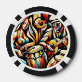 トランプのポーカーチップ – ミュージシャン、ギター、ボンゴ、幾何学的 ポーカーチップ (裏面)
